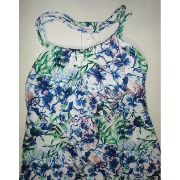 New Womens NWT PrAna S Pristine Dress Recycled Blue White Green Flower Bra Adjus - Picture 5 of 7
